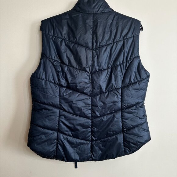 Aeropostale Navy Quilted Puffer Vest L Aqua Lined Lightweight Layering - Picture 4 of 9
